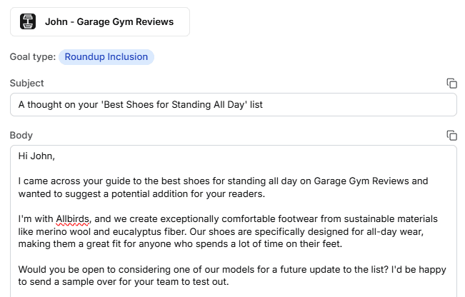 Outreach message generation flow